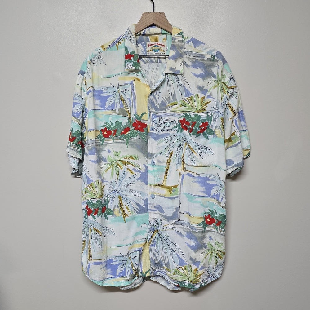 Vintage Jams World 30th Anniversary‎ Rayon Shirt Men XL Resort Beach Vacation